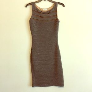 Calvin Klein silver sparkle bodycon dress